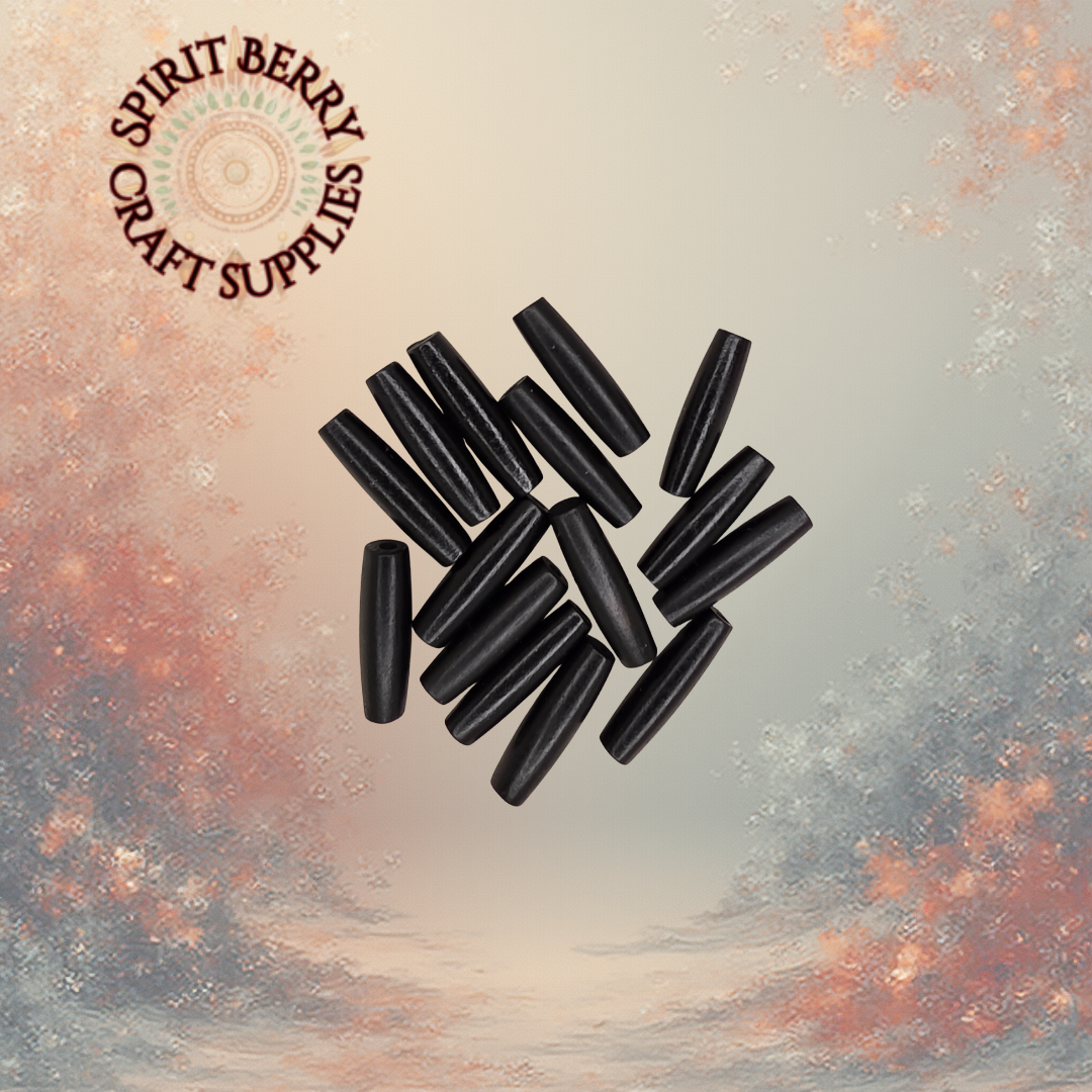 Black Hair Pipe Beads (1")