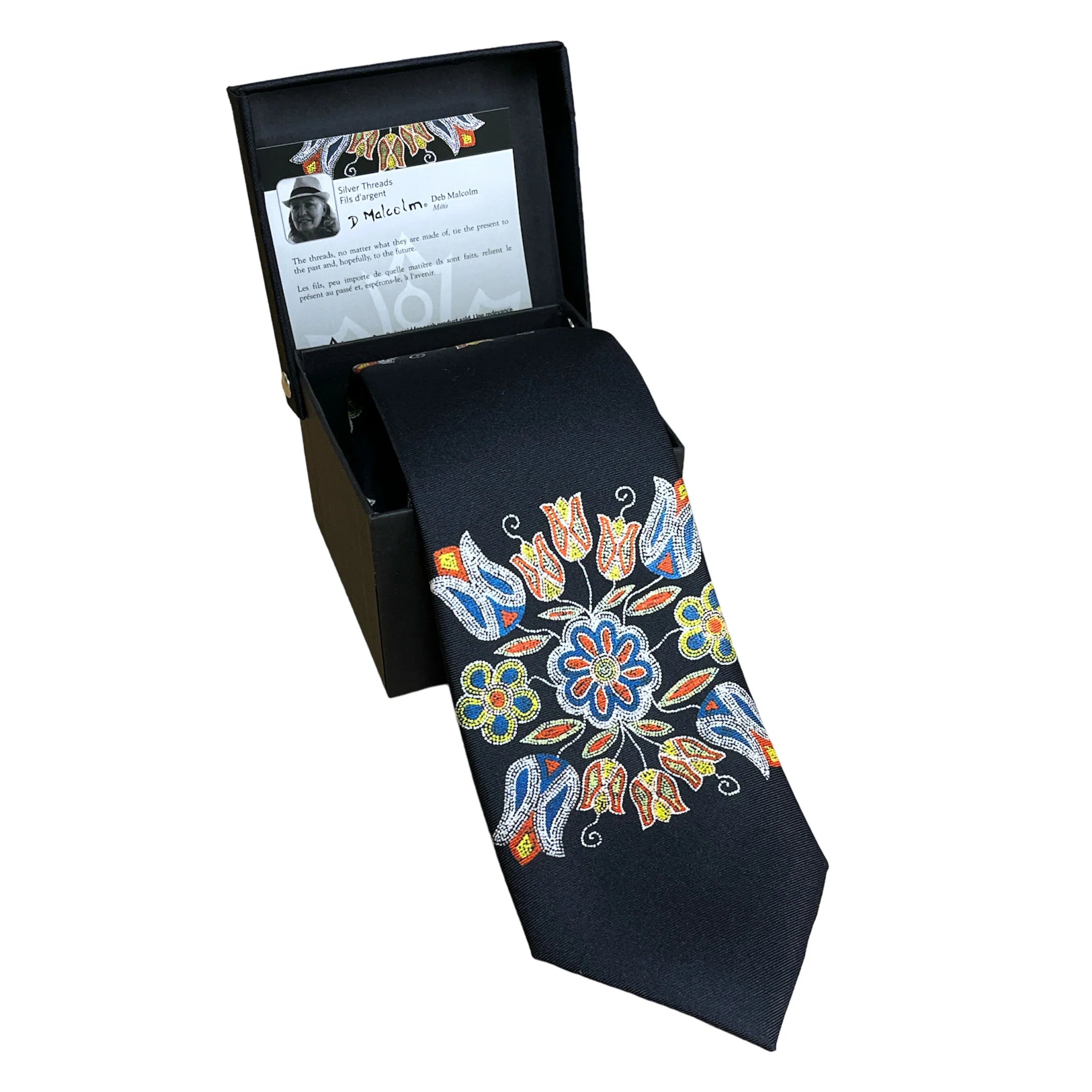 Deb Malcolm Silver Threads Artist Design Silk Tie