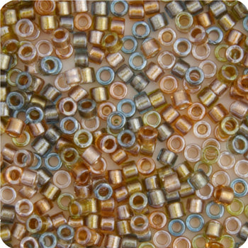 Gold Beige Aqua Sparkle Lined Delicas 11/0
