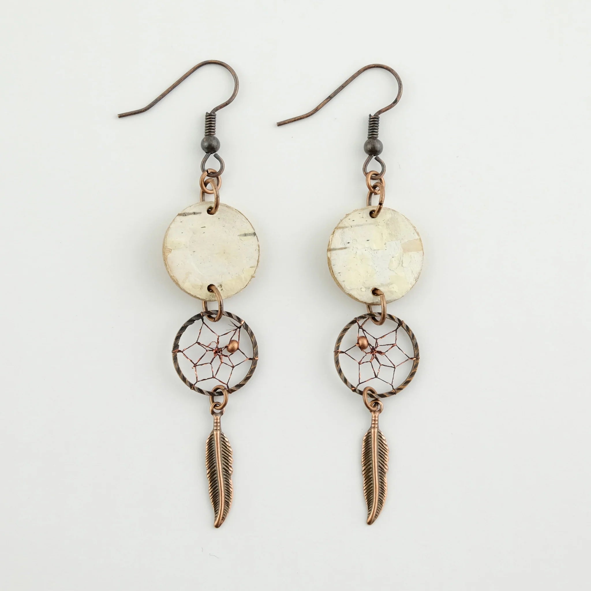Birch Bark Earrings with .5" Dream Catcher