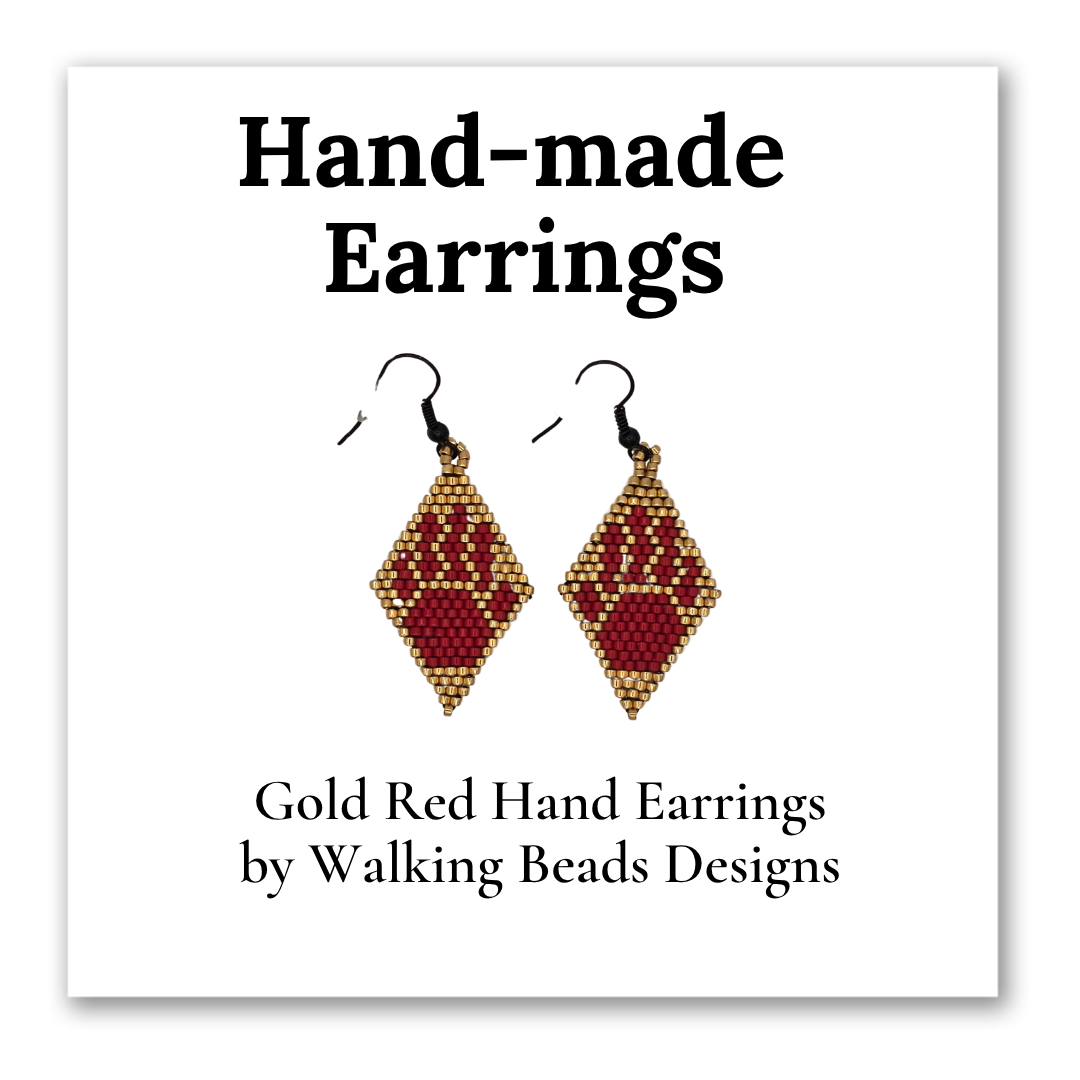 (Gold) Red Hand Earrings