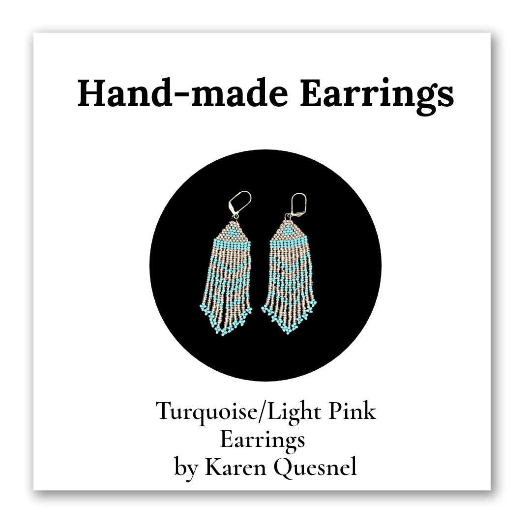 Turquoise/Pale Pink Earrings by Karen Quesnel