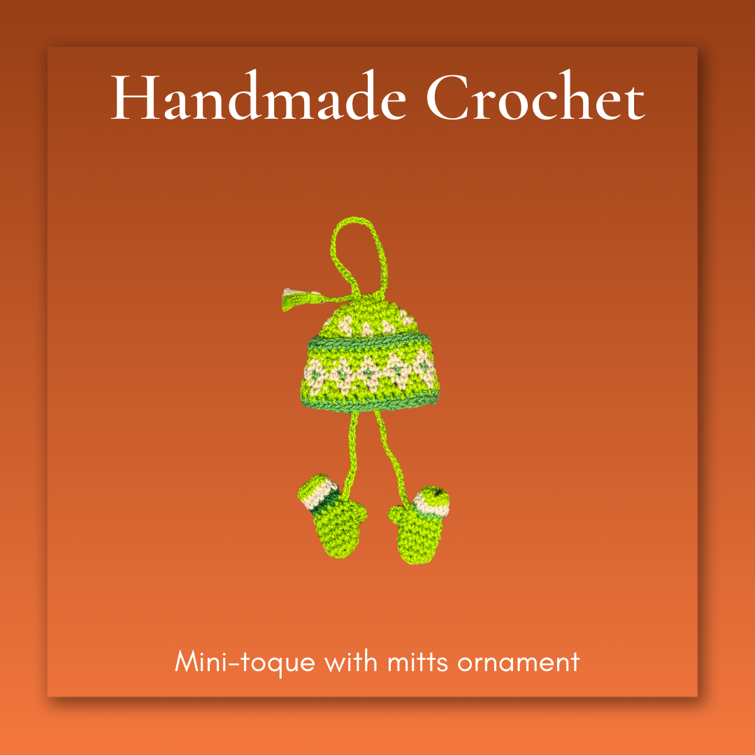 Inuk Crocheted Hat and Mitts Ornament (Lt. Grn.)