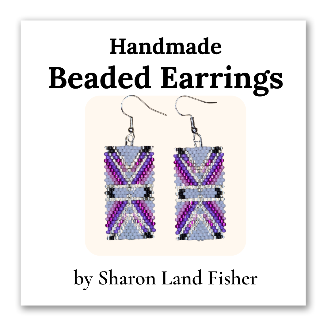 Pink Rectangle Beaded Earrings