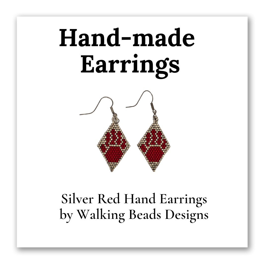 (Silver) Red Hand Earrings