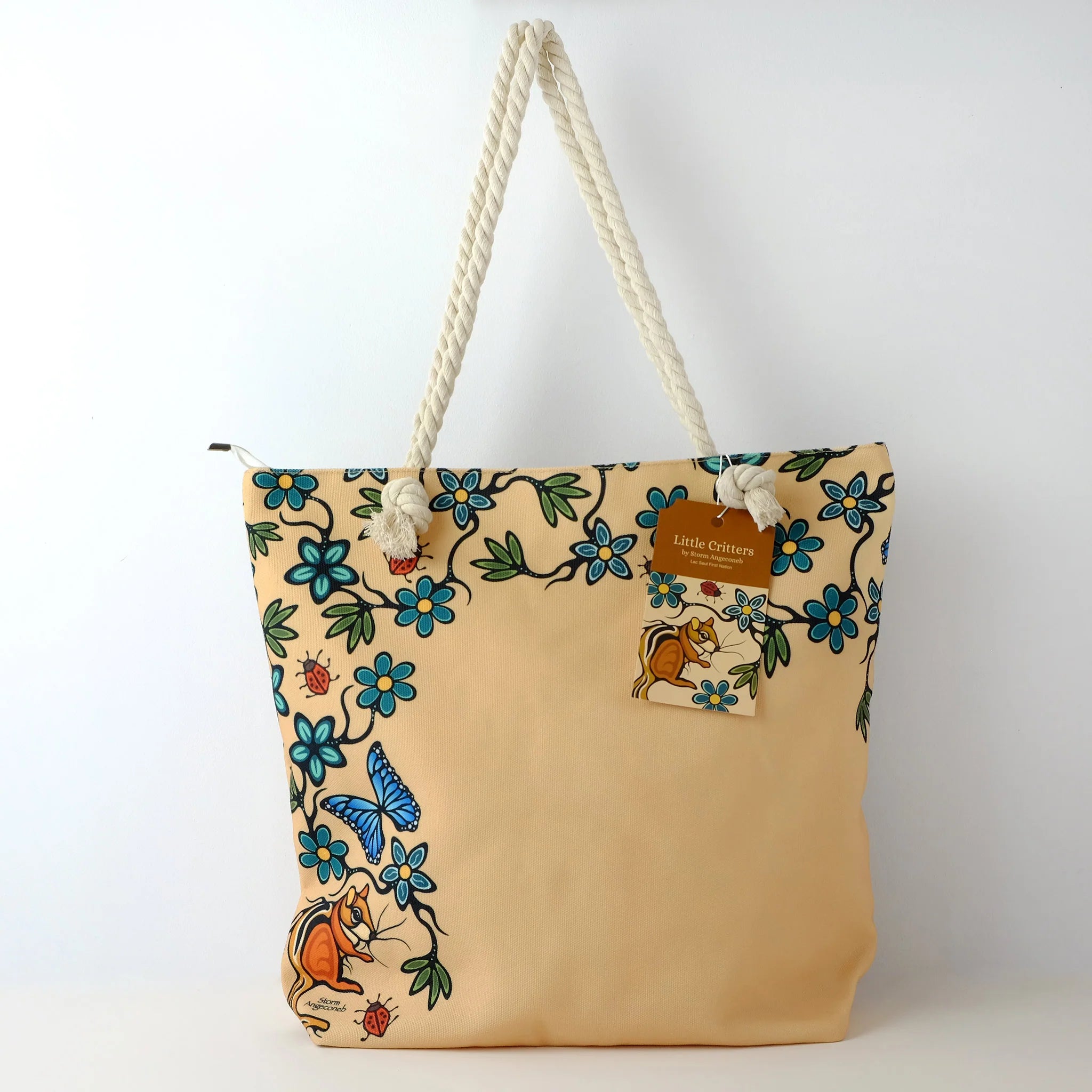 Rope Tote Bag "Little Critters" (tan) by Storm Angeconeb