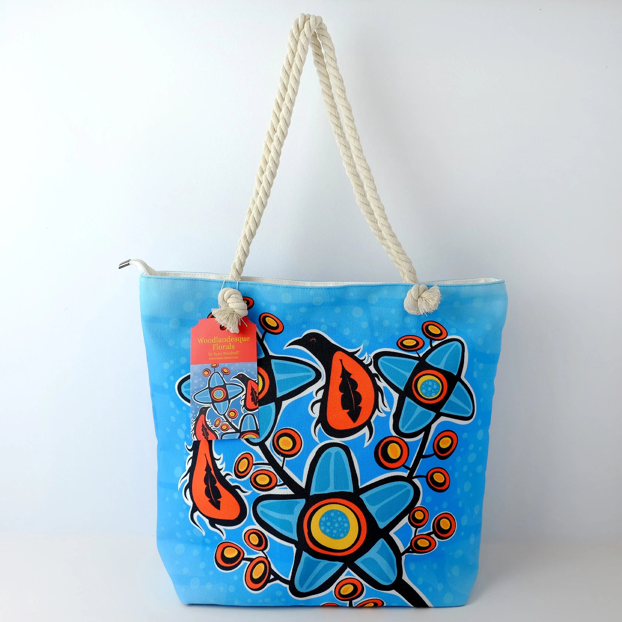 Rope Tote Bag "Woodlandesque Florals" by Ryan Woodruff