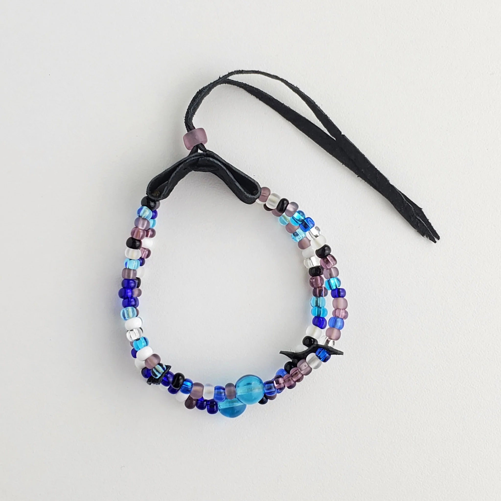 Beaded Bracelet with Magical Blue Glass Beads