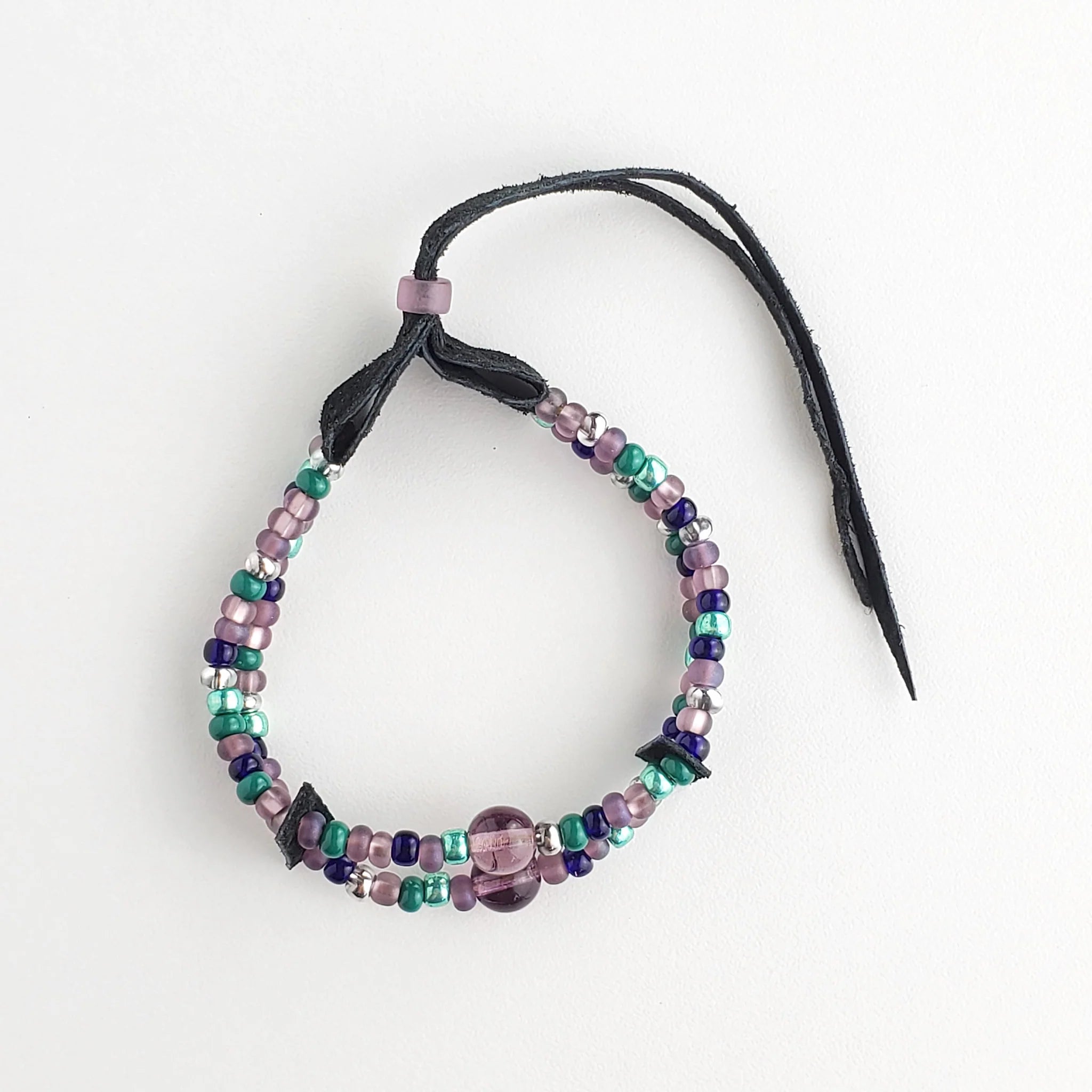 Beaded Bracelet with Peacock Glass Beads