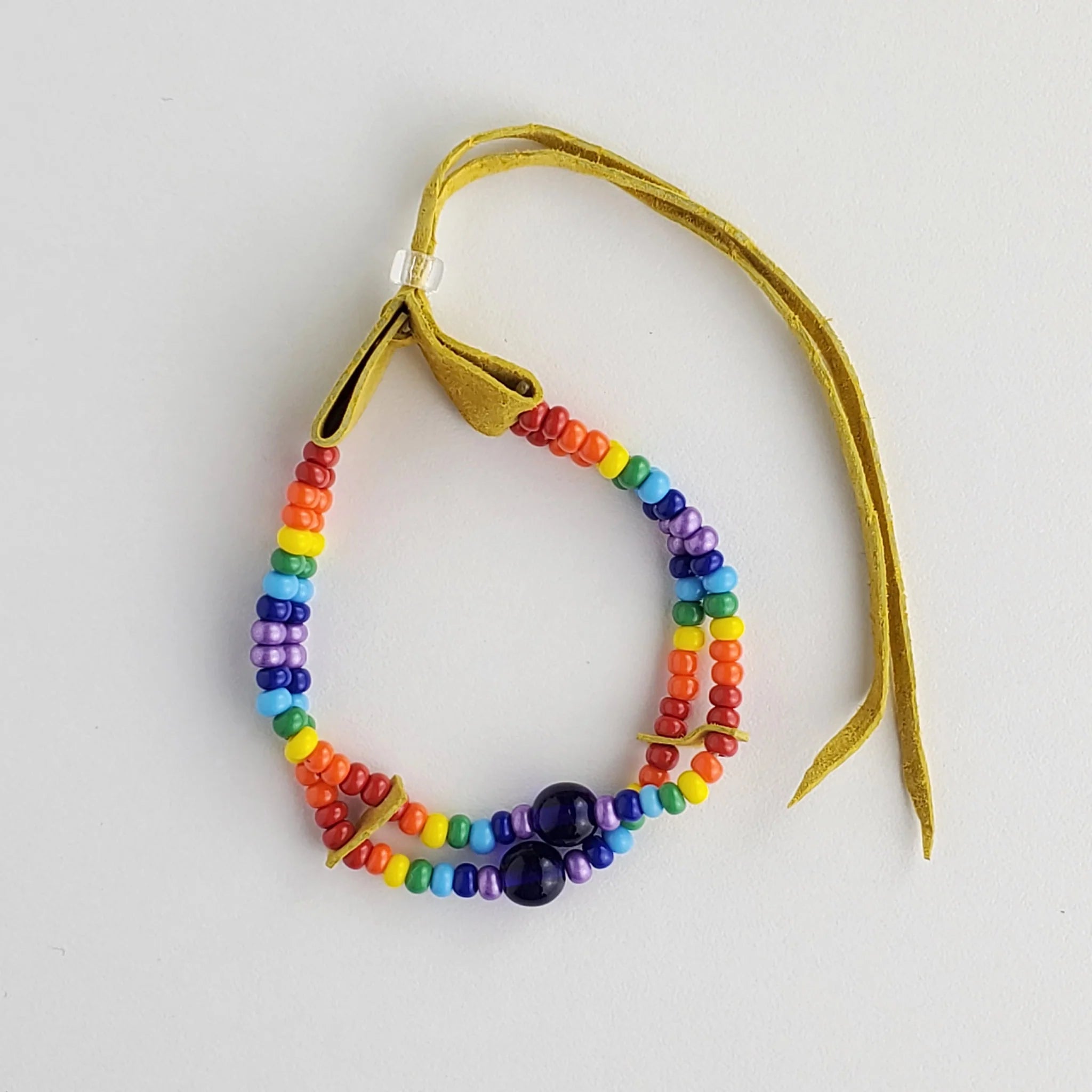 Beaded Bracelet with Rainbow Glass Beads
