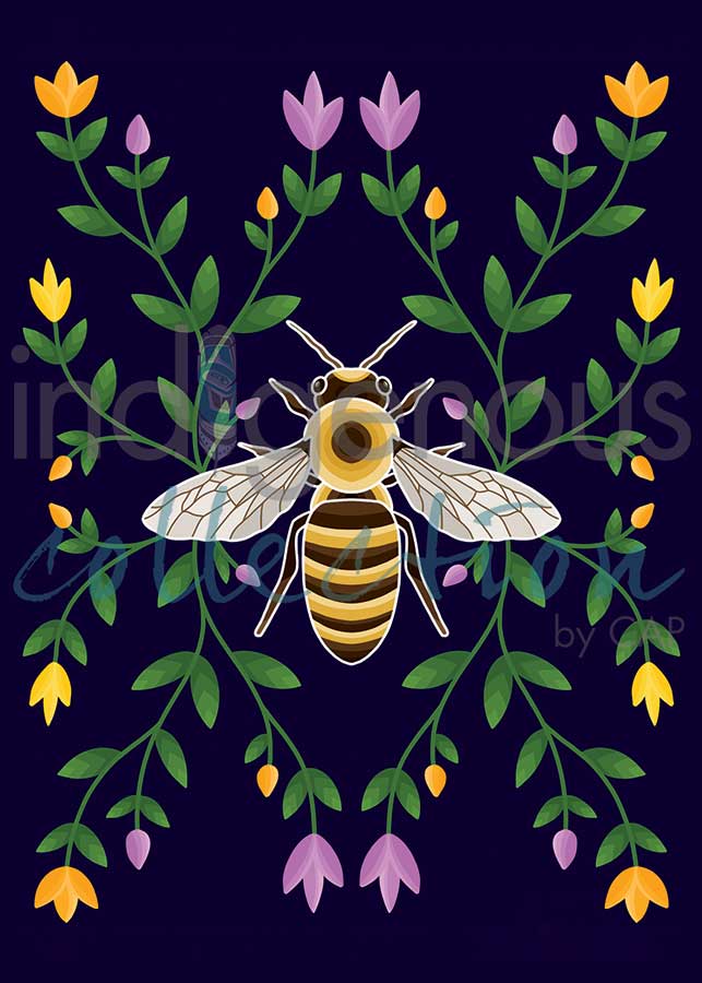 Magnet - Marissa Indoe - Honey Bee and Ojibwe Floral