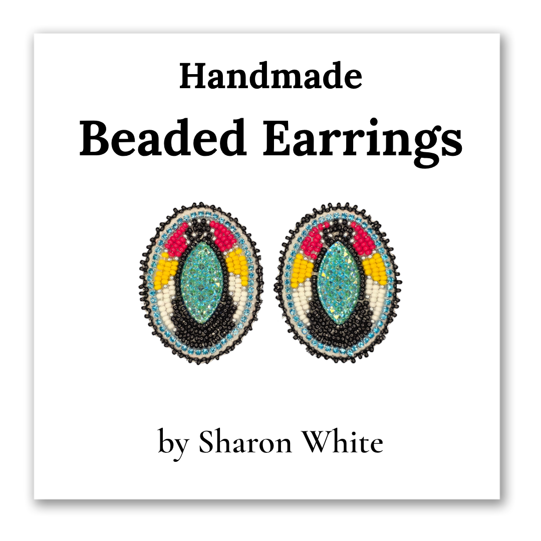 Blue and Medicine Wheel Beaded Earrings
